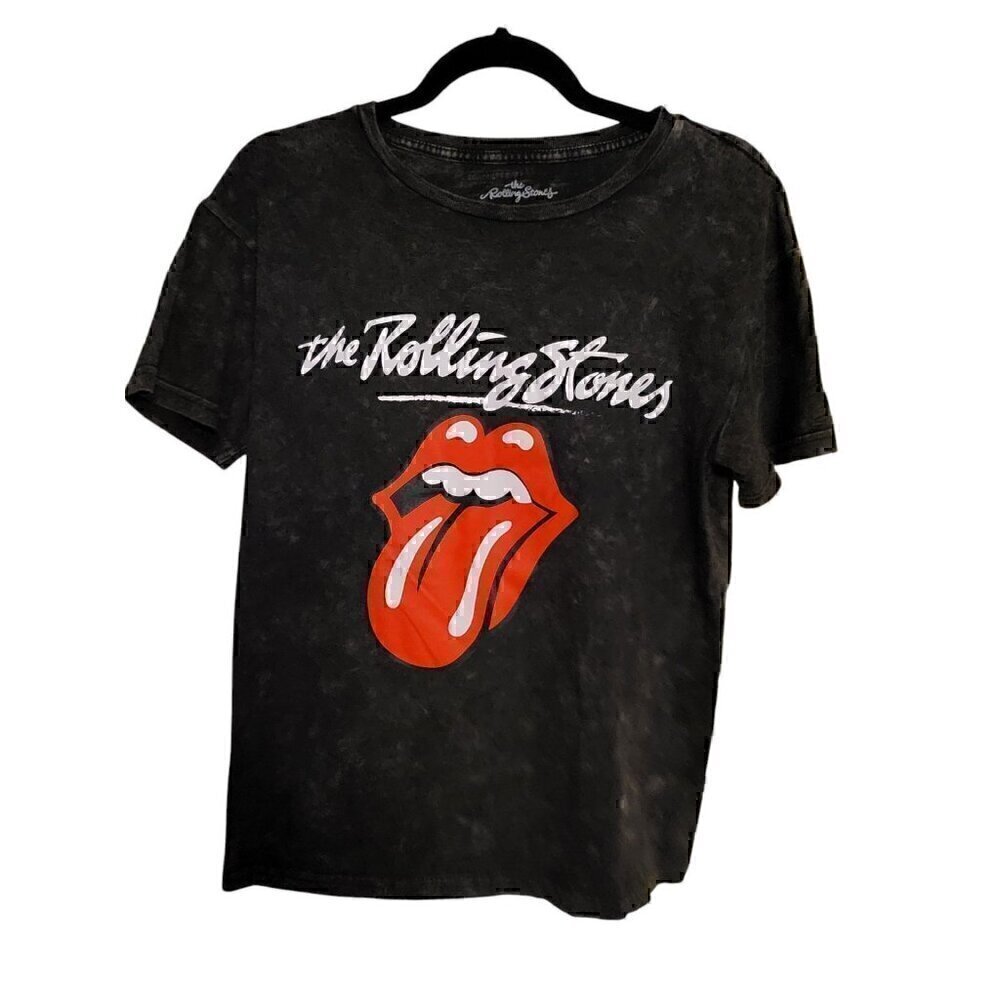 The Rolling Stones Women's T-shirt Adult Black Acid Wash Size Large